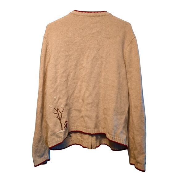 Croft & Barrow winter scene wool angora hair blend cardigan - Picture 2 of 6